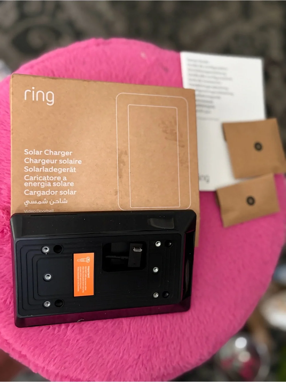 NIB RING Solar Charger Panel - Black 2nd Gen